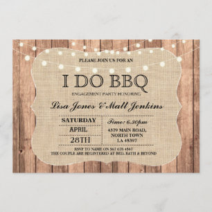 I DO BBQ Burlap Rustic Engagement Invitation