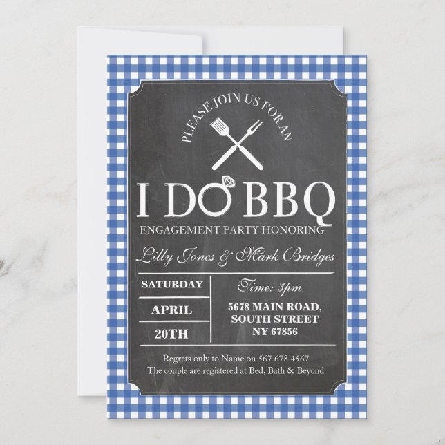 I DO BBQ Chalk Party Engagement Invitation (Front)