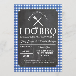I DO BBQ Chalk Party Engagement Invitation