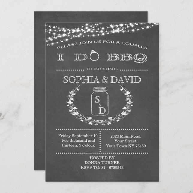 I DO BBQ Chalkboard Couples Shower Invitation (Front/Back)