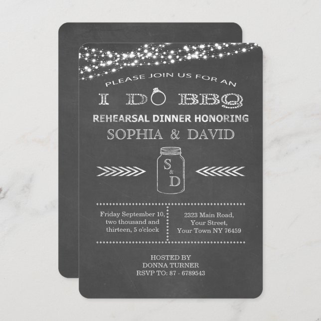 I DO BBQ Chalkboard Rehearsal Dinner Invitation (Front/Back)