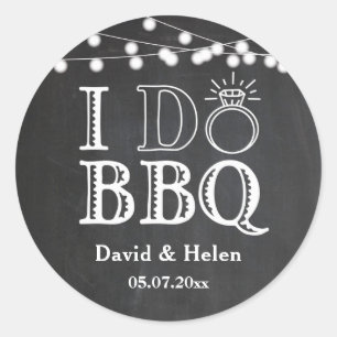 I DO BBQ Chalkboard Wedding Engagment Barbecue Classic Round Sticker