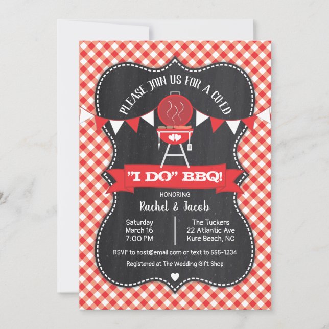  I DO BBQ Chalkboared Wedding Engagement Party Invitation (Front)