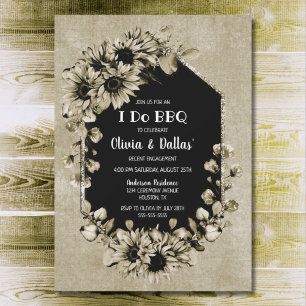 I Do BBQ Country Sunflower Floral Engagement Party Invitation