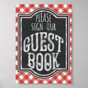 I Do BBQ Couple's Coed Engagement Guest Book Sign