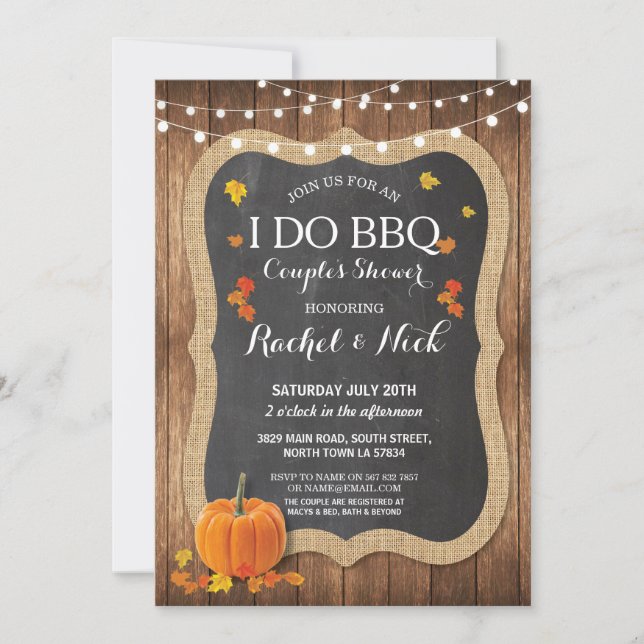 I DO BBQ Couples Shower Chalk Pumpkin Invite (Front)