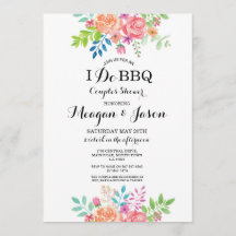 I Do BBQ Couple's Shower Elegant Floral Invites