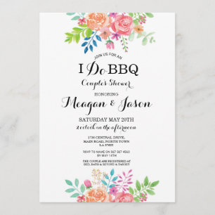 I Do BBQ Couple's Shower Elegant Floral Invites
