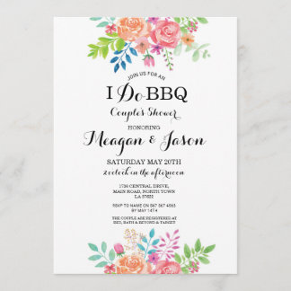 I Do BBQ Couple's Shower Elegant Floral Invites