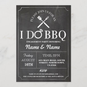 I Do BBQ Couples Shower Engagement Chalk Invite
