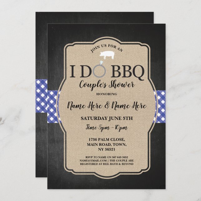 I DO BBQ Couple's Shower Engagement Pig Invite (Front/Back)