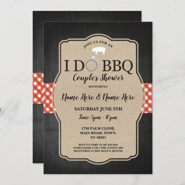 I DO BBQ Couple's Shower Engagement Pig Invite (Front/Back)