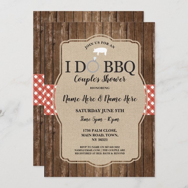I DO BBQ Couple's Shower Engagement Pig Invite (Front/Back)