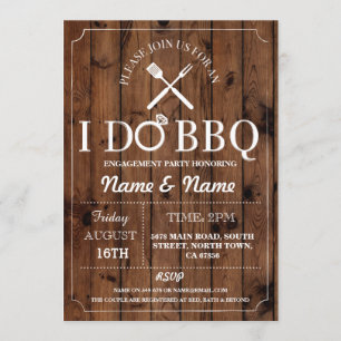 I Do BBQ Couples Shower Engagement Wood Invite