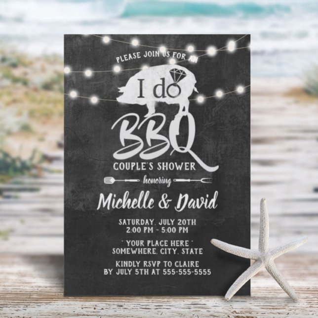 I DO BBQ Couples Shower Rustic Chalkboard Invitation (Creator Uploaded)