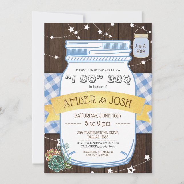 I Do BBQ Couples Shower Rustic Wedding Shower RSVP Invitation (Front)