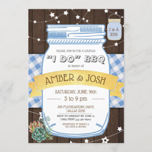 I Do BBQ Couples Shower Rustic Wedding Shower RSVP Invitation