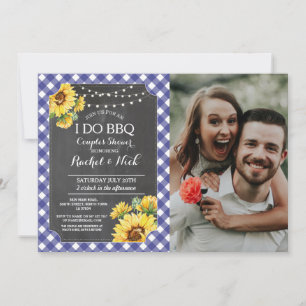 I DO BBQ Couples Shower Sunflower Blue Photo  Invitation