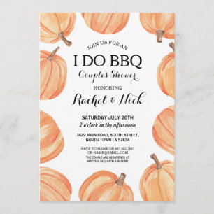 I DO BBQ Couples Shower Watercolor Pumpkin Rustic Invitation