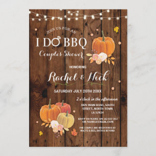 I DO BBQ Couples Shower Wood Pumpkin Invite