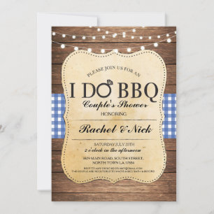 I DO BBQ Couples Showers Wood Lights Invitation
