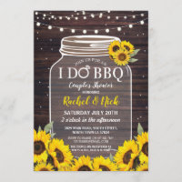 I DO BBQ Couples Sunflower Shower Jar Wood Invite
