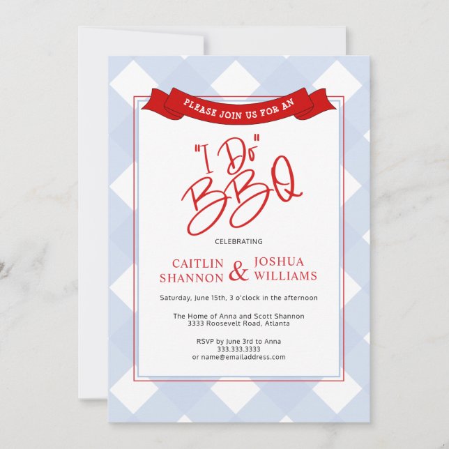 I Do BBQ Couples Wedding Shower Rehearsal Dinner Invitation (Front)