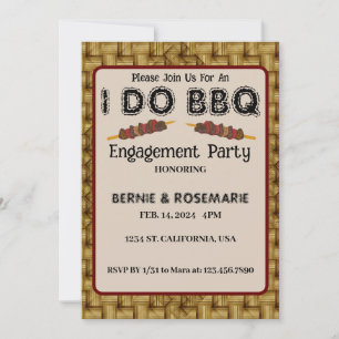 I DO BBQ Elegant Rustic Weaving Engagement Party Invitation