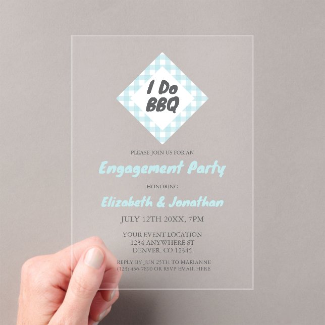 I Do BBQ Engagement Party Acrylic Invitations (Insitu (Handheld))