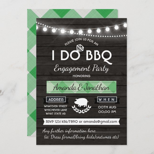 I DO BBQ Engagement Party add photo Invitation (Front/Back)