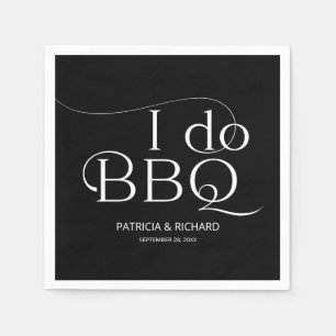 I do BBQ Engagement Party Black Napkin