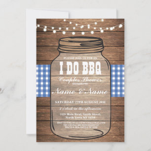 I DO BBQ Engagement Party Couples Blue Jar Invite