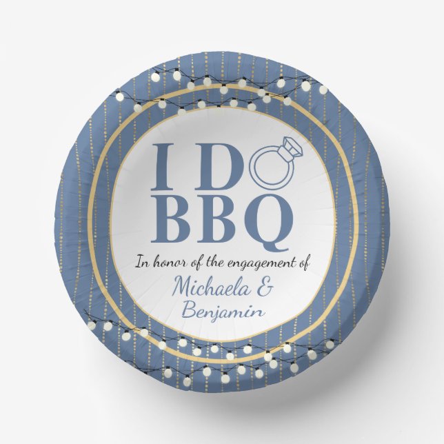 I Do BBQ Engagement Party Couples Shower Paper Plate (Front)