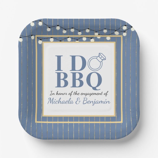 I Do BBQ Engagement Party Couples Shower Paper Plate (Front)