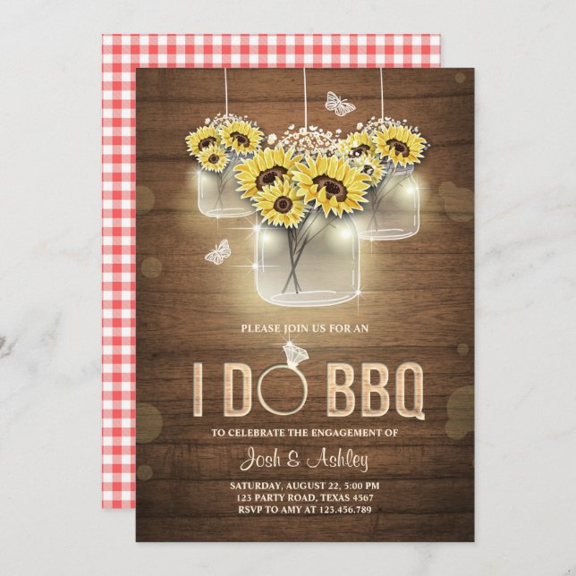 I Do BBQ Engagement Party Couples shower Rustic Invitation (Front/Back)