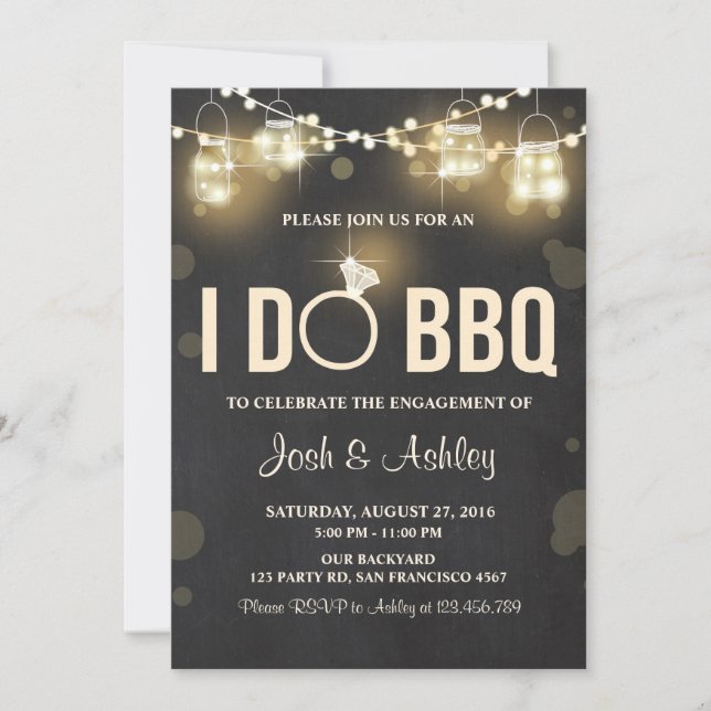 I Do BBQ Engagement Party Couples shower Rustic Invitation (Front)
