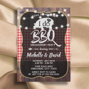 I DO BBQ Engagement Party Couples Shower Vintage Invitation