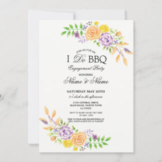 I Do BBQ Engagement Party Floral Invitations