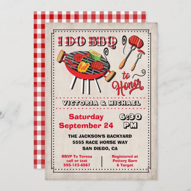 I do BBQ Engagement Party Invitation (Front/Back)