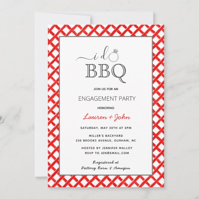 I do BBQ Engagement party invitation (Front)
