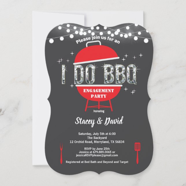 I do BBQ engagement party invitation (Front)