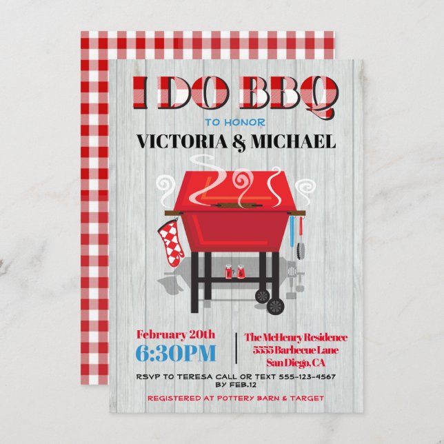I do BBQ Engagement Party Invitation (Front/Back)