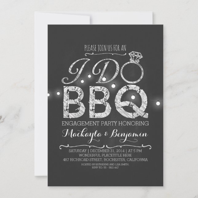 I do BBQ engagement party invitation (Front)