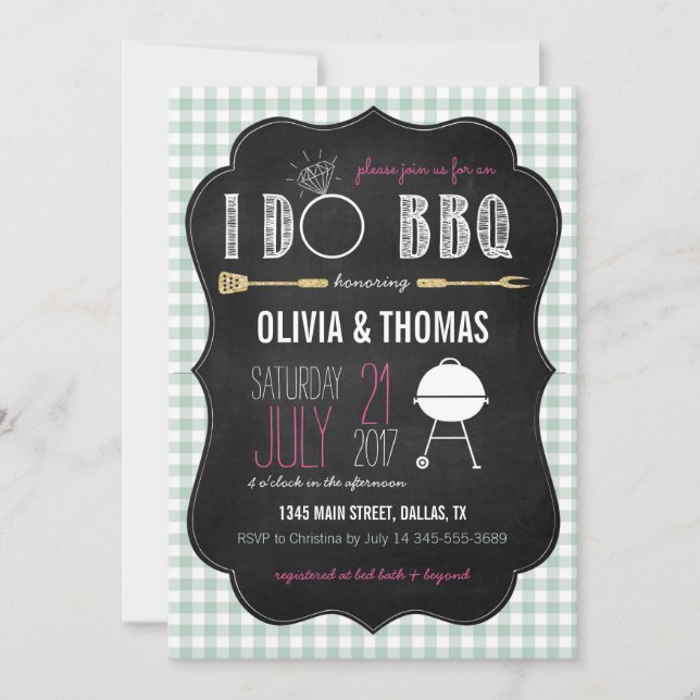 I do BBQ Engagement Party Invitation (Front)