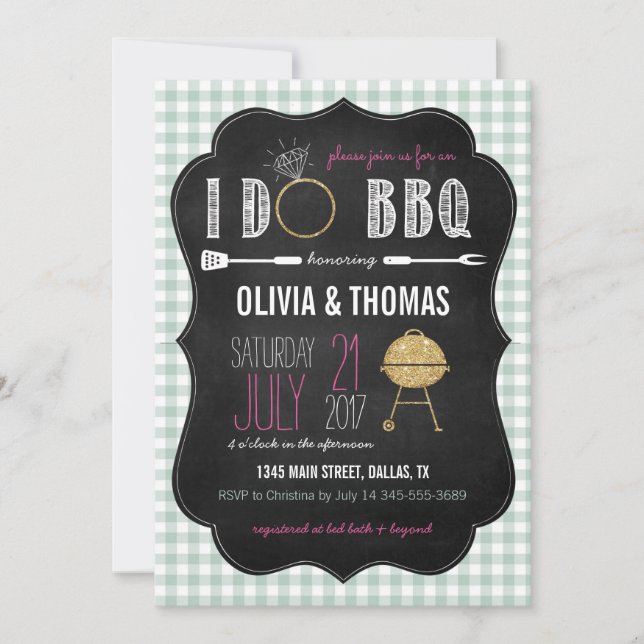 I do BBQ Engagement Party Invitation (Front)