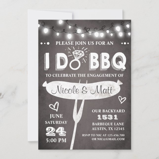 I Do BBQ Engagement Party Invitation Rehearsal (Front)