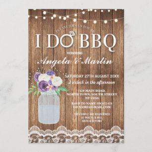 I DO BBQ Engagement Party Jar Baby's Breath Invite