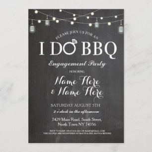 I DO BBQ Engagement Party Lights Jars Invite