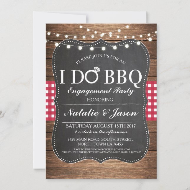 I DO BBQ Engagement Party Maroon Shower Invite (Front)