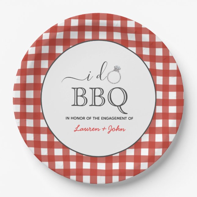 I Do BBQ Engagement Party Paper Plate (Front)